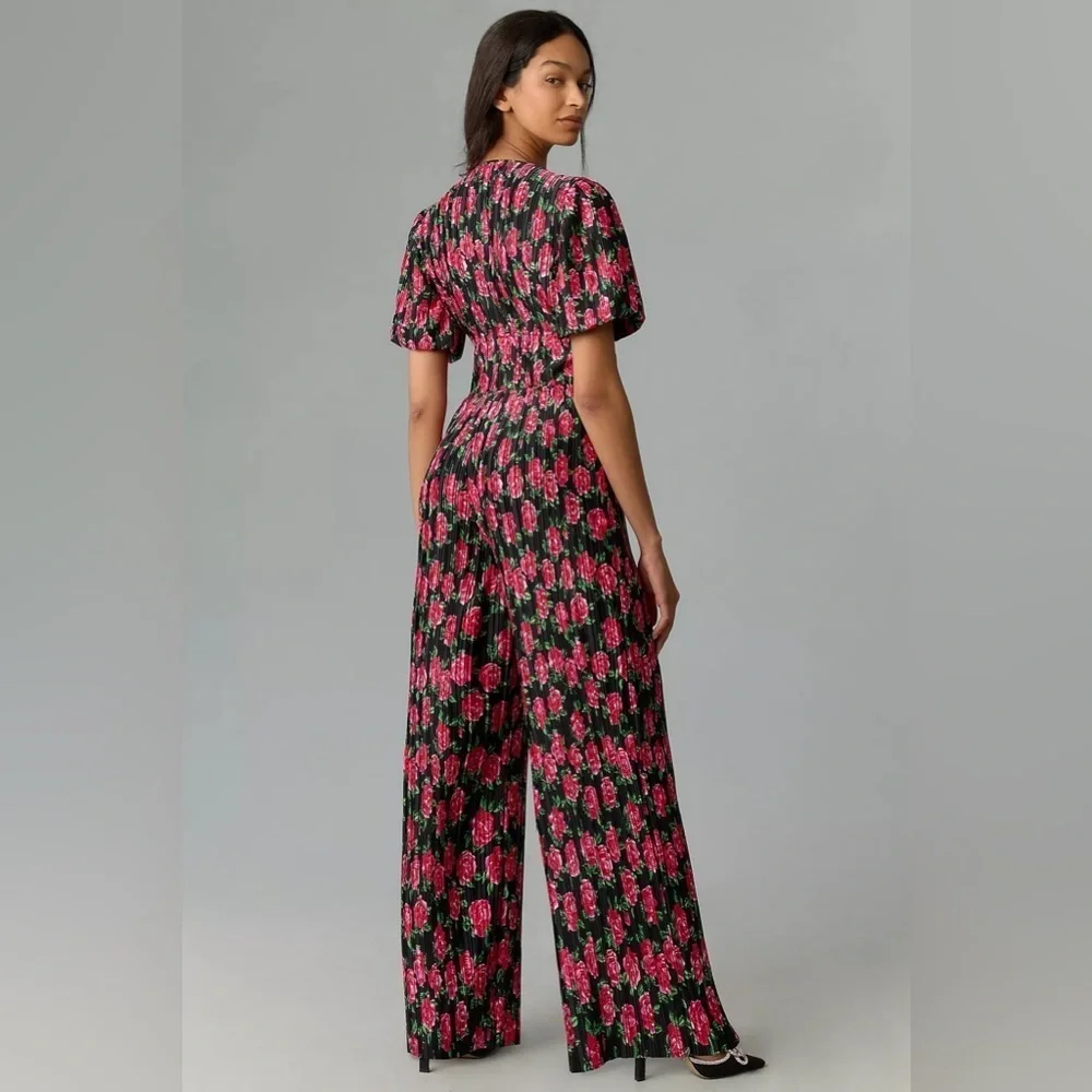 NWT WAYF Floral Tie-Front Jumpsuit - Picture 3 of 4